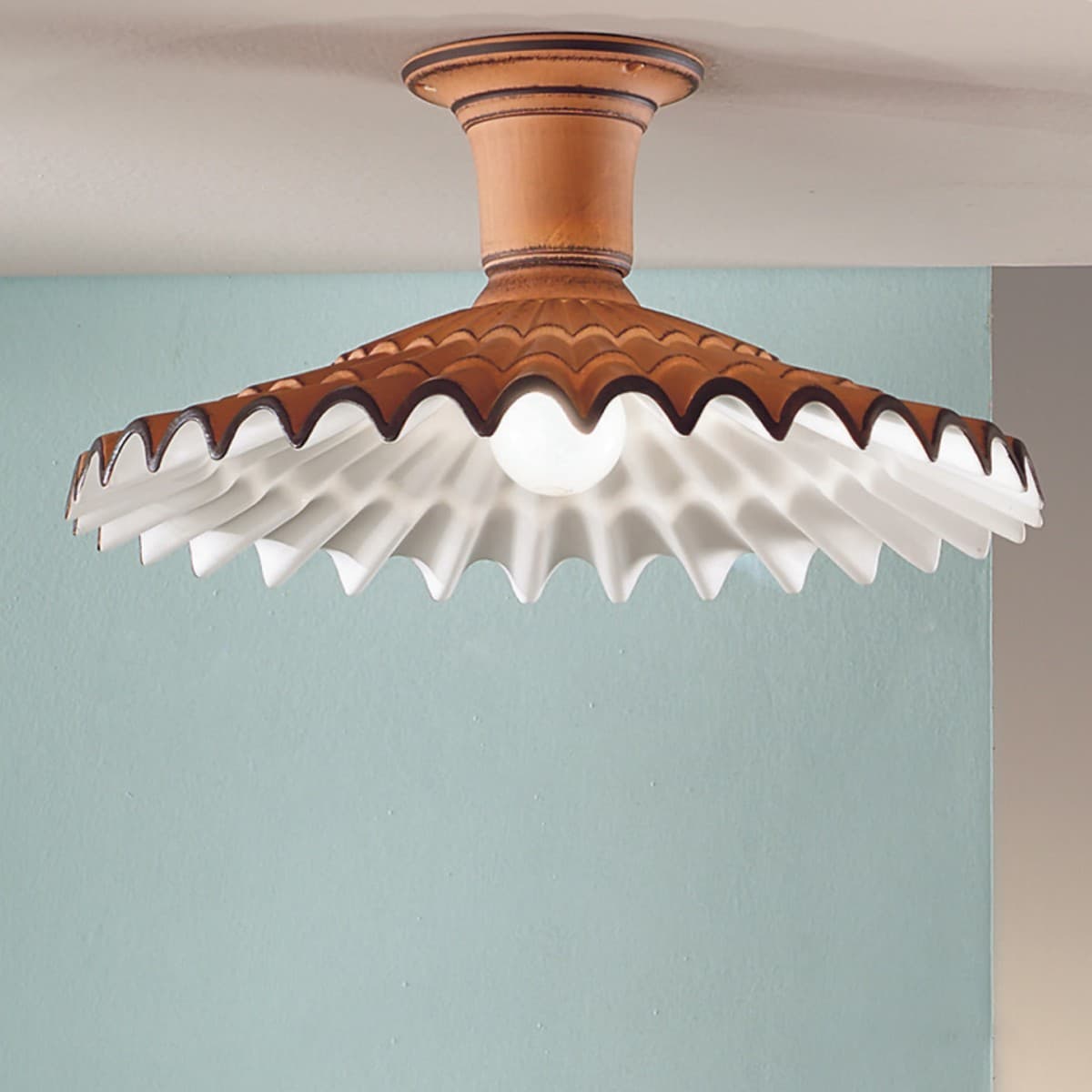 Plafoniera rustica Due P illuminazione VANIA PL E27 LED ceramica lampada soffitto - 6