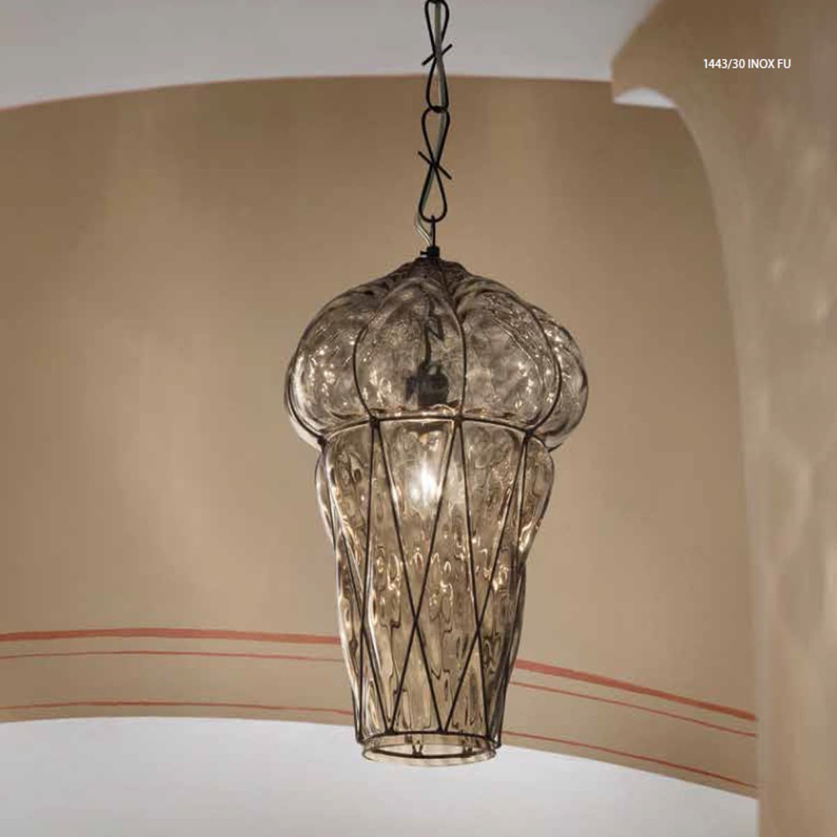 Lampadario classico Sylcom TIEPOLO 1443 30 INOX E14 LED acciaio vetro soffiato sospensione - 11