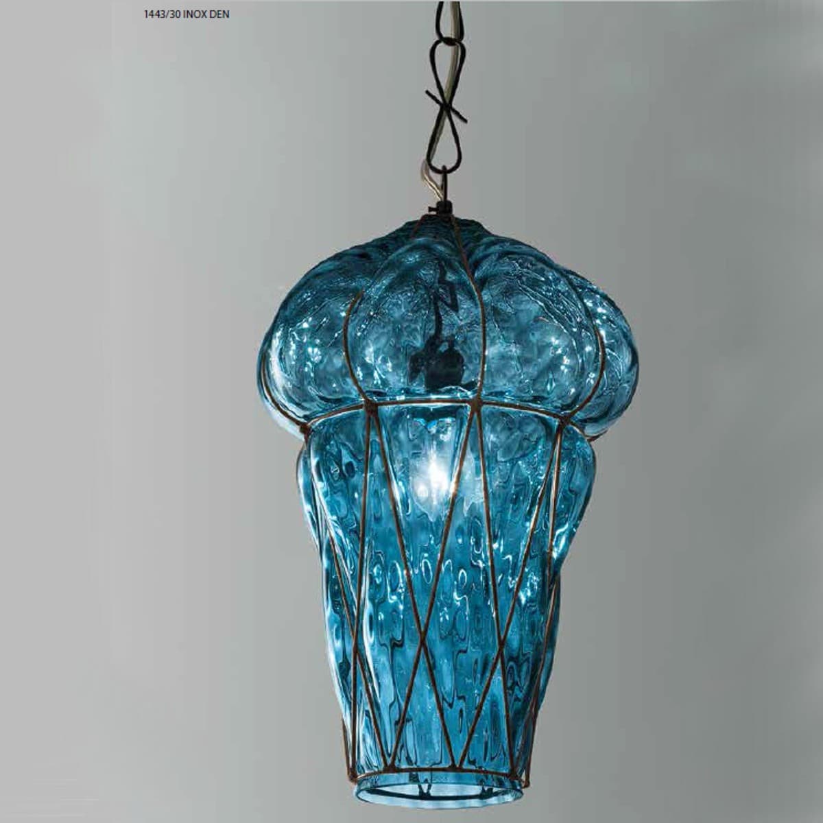 Lampadario classico Sylcom TIEPOLO 1443 30 INOX E14 LED acciaio vetro soffiato sospensione - 14