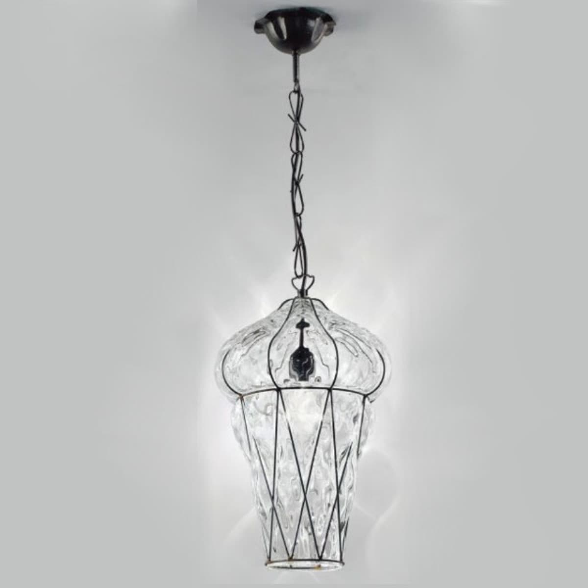 Lampadario classico Sylcom TIEPOLO 1443 30 INOX E14 LED acciaio vetro soffiato sospensione - 12