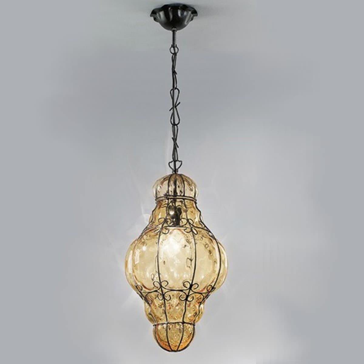 Lampadario classico Sylcom TIEPOLO 1435 INOX E14 LED acciaio vetro soffiato sospensione - 14