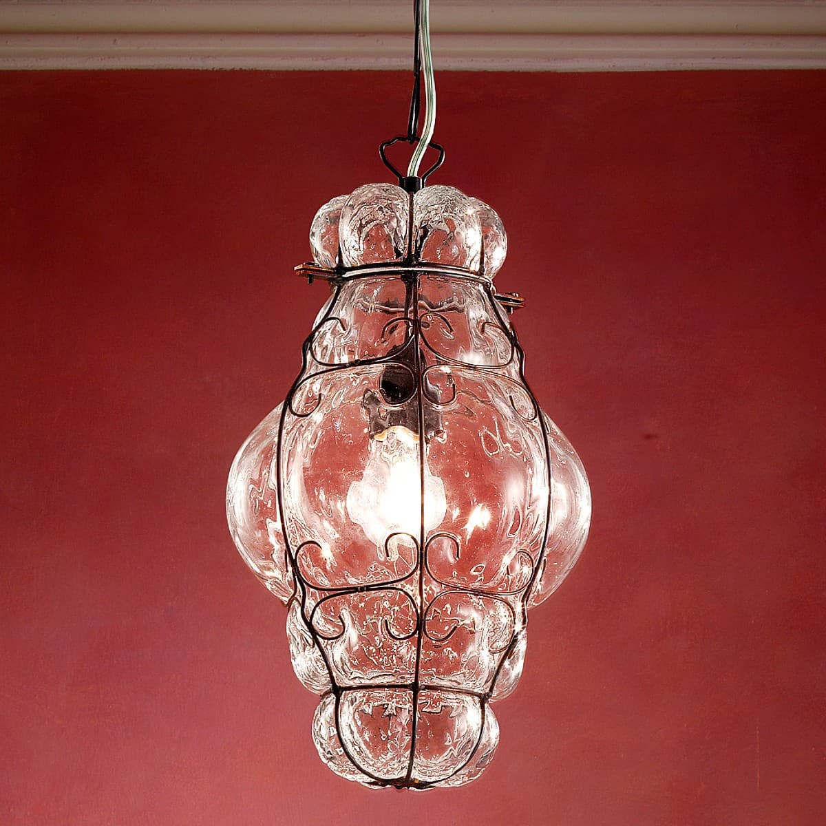 Lampadario classico Sylcom TIEPOLO 1435 INOX E14 LED acciaio vetro soffiato sospensione - 13