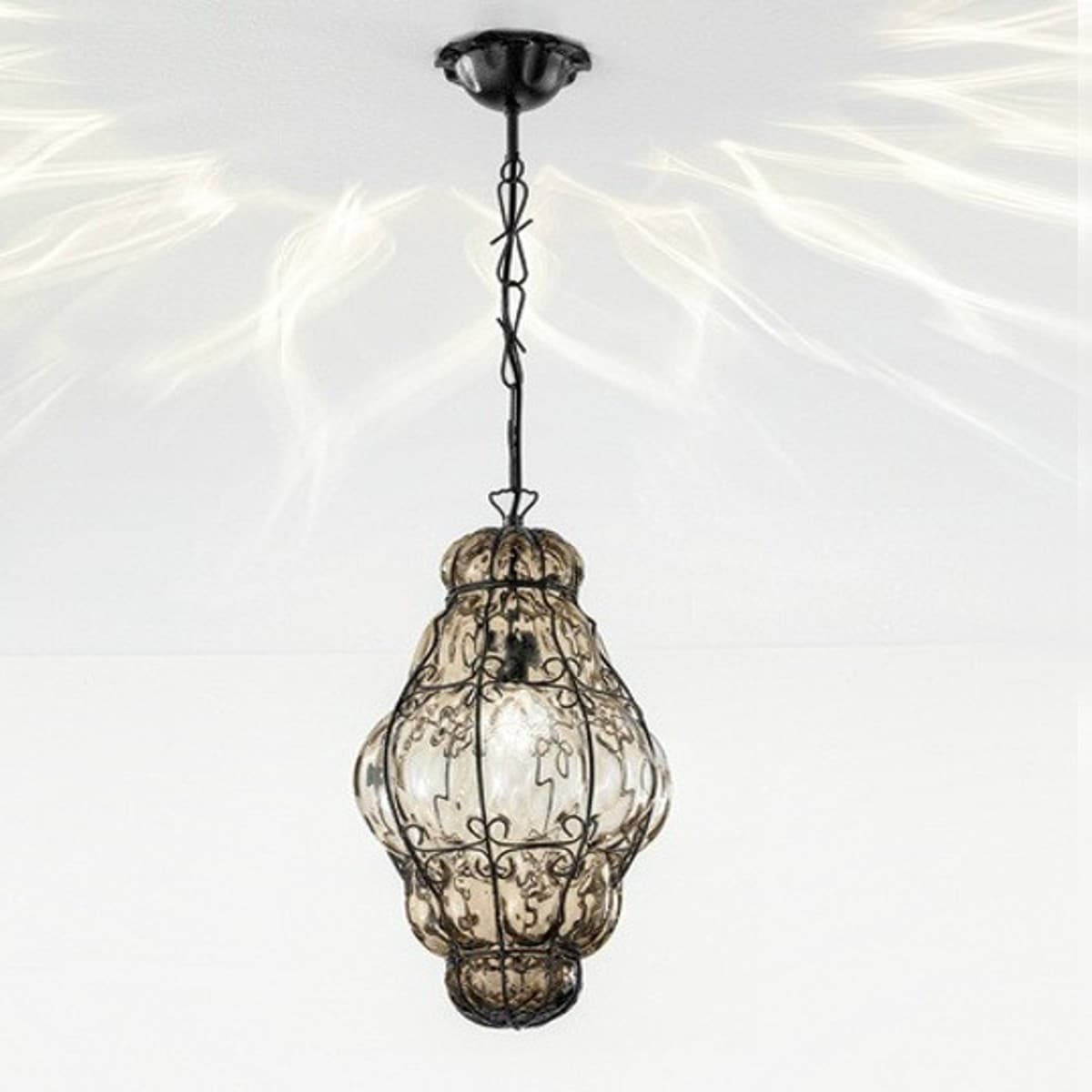 Lampadario classico Sylcom TIEPOLO 1435 INOX E14 LED acciaio vetro soffiato sospensione - 12