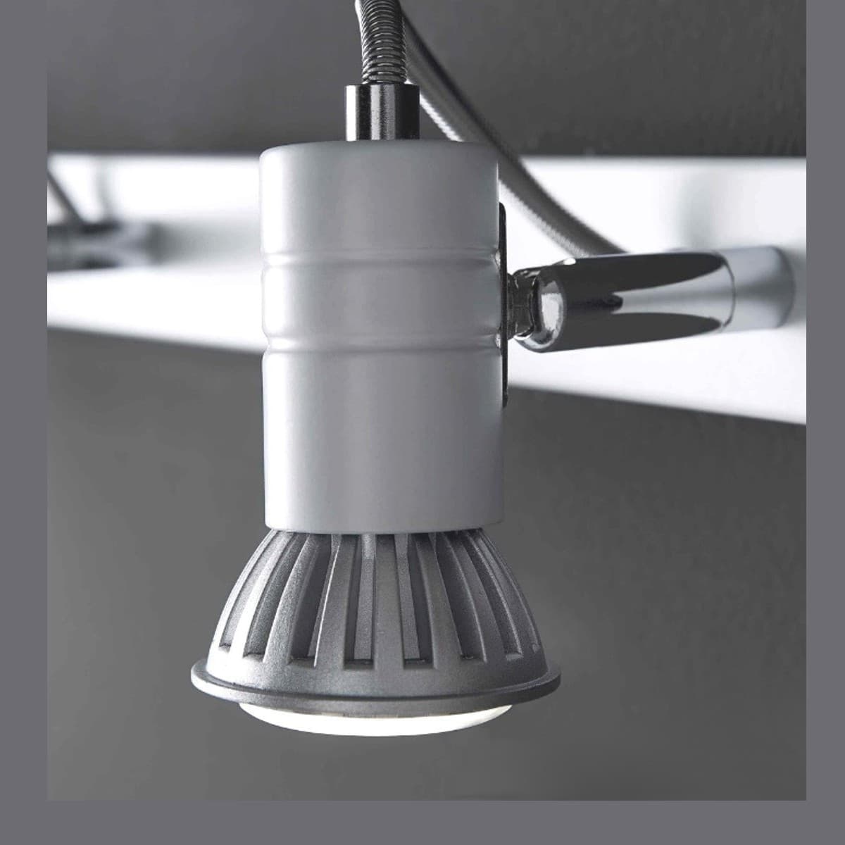 Binario Illuminando ZELIG 2 GU10 LED 7W 3000°K faretti orientabili moderni metallo cromo bianco interno - 8