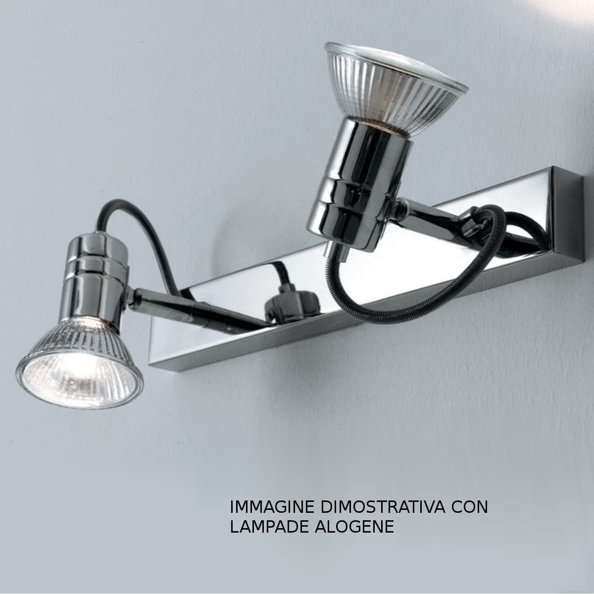 Binario Illuminando ZELIG 2 GU10 LED 7W 3000°K faretti orientabili moderni metallo cromo bianco interno - 7
