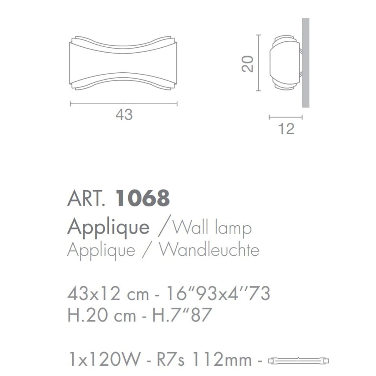 Applique moderno Selene illuminazione IONICA 1068 011 025 002 R7s LED metallo vetro biemissione lampada parete - 8