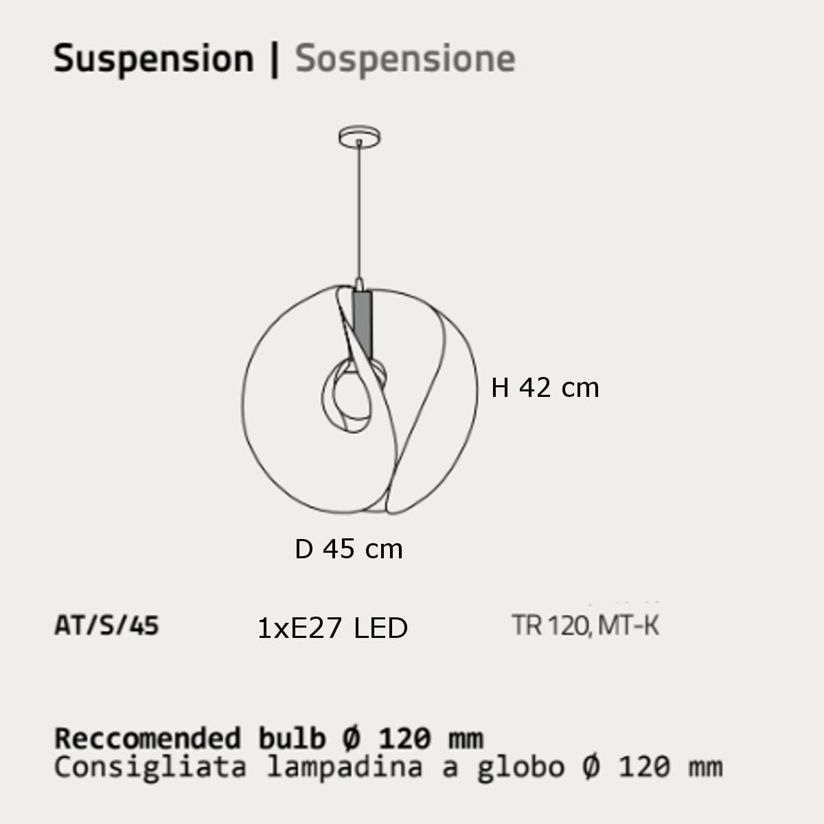 Lampadario moderno Linea Zero ATOM S E27 LED polilux sospensione - 13