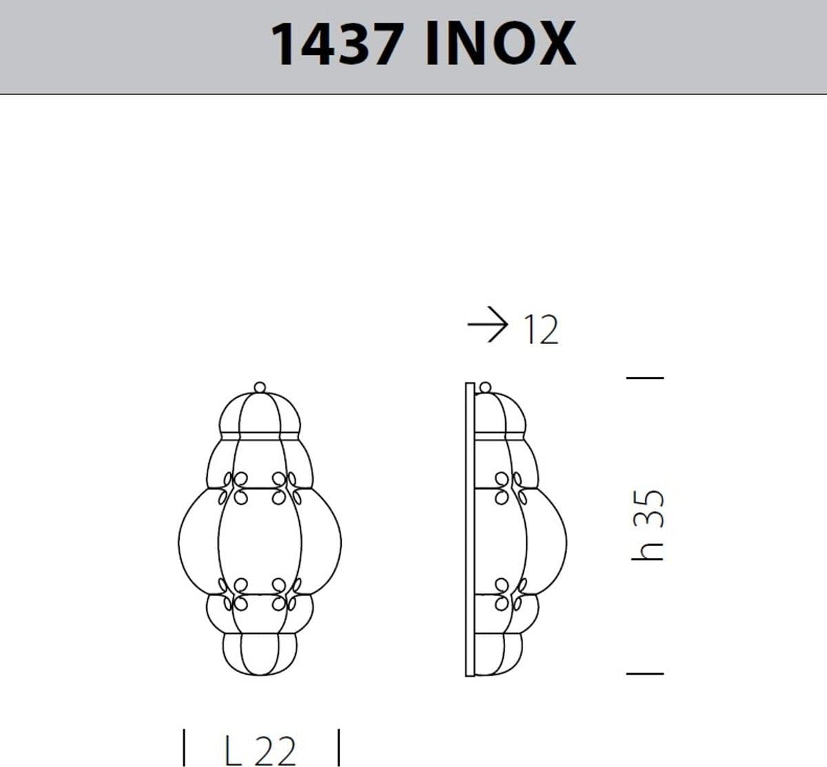 Applique classico Sylcom TIEPOLO 1437 INOX E14 LED acciaio vetro soffiato lampada parete – Fumè – industriale