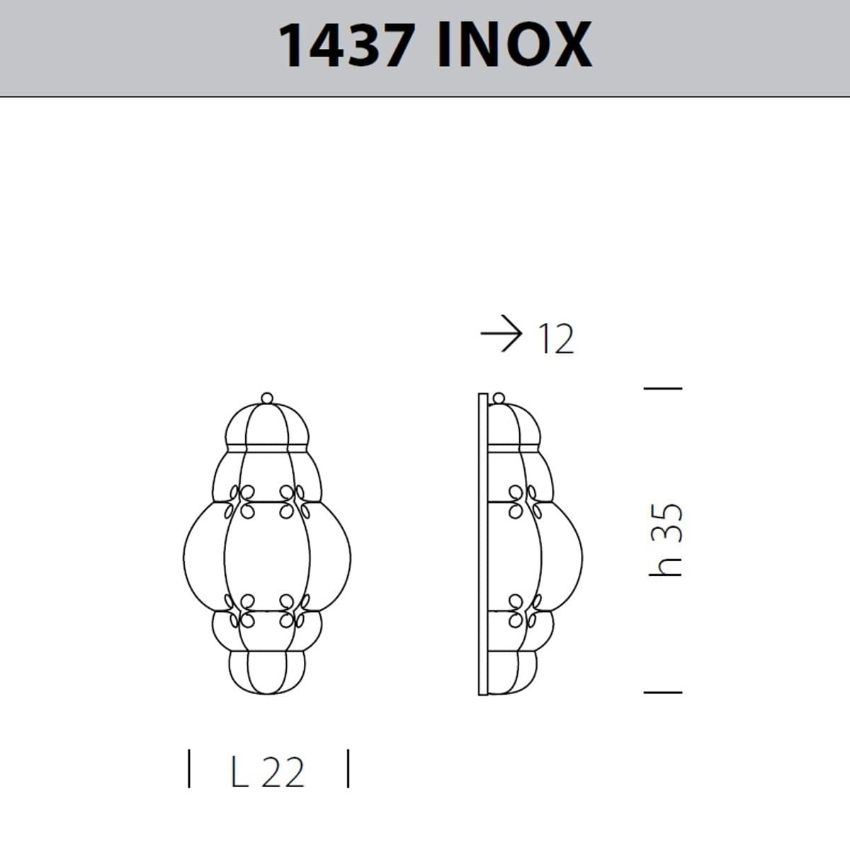 Applique classico Sylcom TIEPOLO 1437 INOX E14 LED acciaio vetro soffiato lampada parete - 11