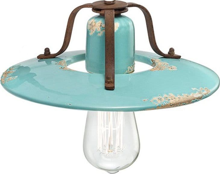 Lampadario rustico Ferroluce Retrò COUNTRY C1441 E27 LED ceramica sospensione – Dec. Vintage azzurro (VIA) – moderno