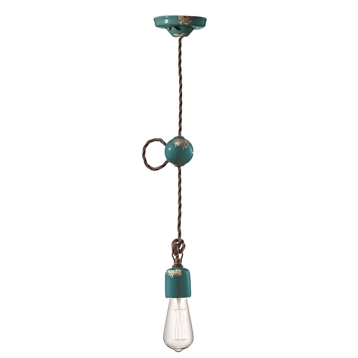 Lampadario rustico Ferroluce Retrò VINTAGE C660-1 E27 LED ceramica sospensione - 25