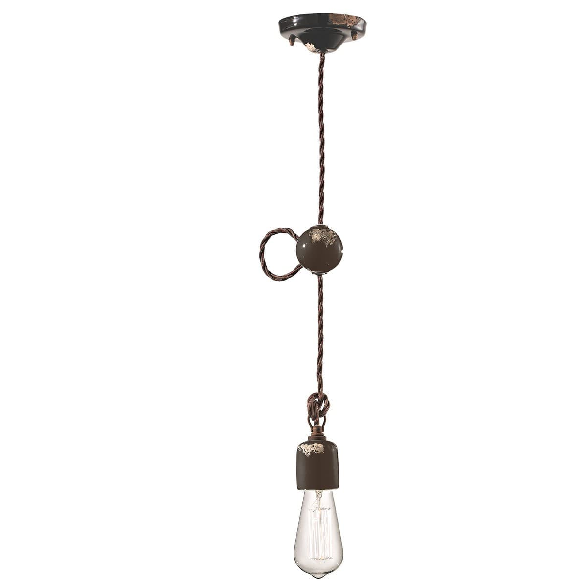 Lampadario rustico Ferroluce Retrò VINTAGE C660-1 E27 LED ceramica sospensione - 22
