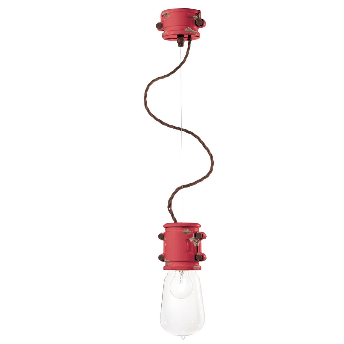 Lampadario rustico Ferroluce Retrò URBAN C1520 E27 LED treccia ceramica sospensione - 20
