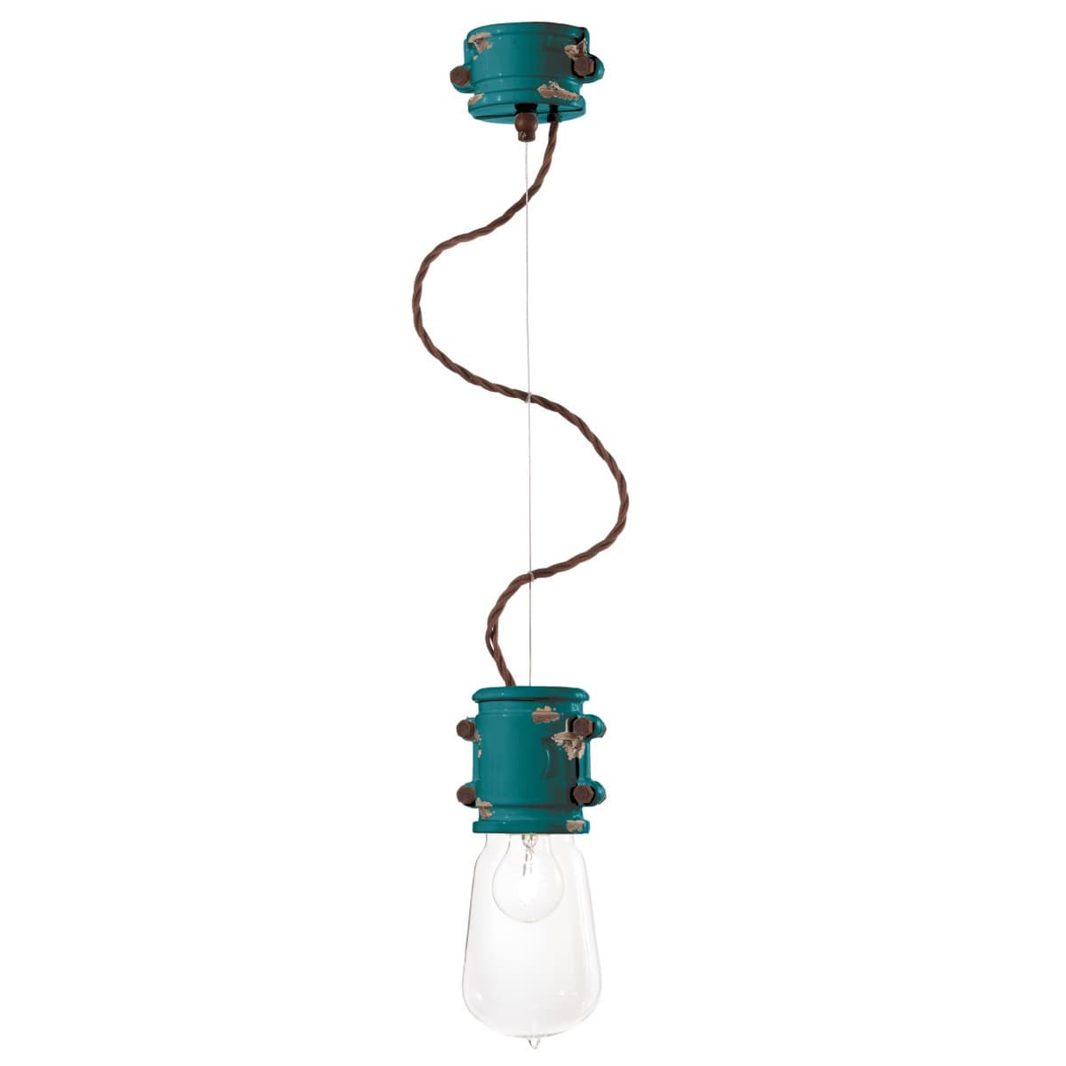 Lampadario rustico Ferroluce Retrò URBAN C1520 E27 LED treccia ceramica sospensione - 21