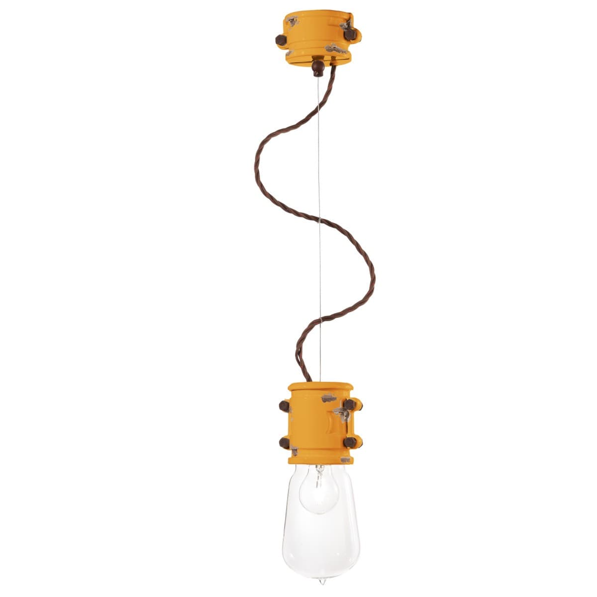 Lampadario rustico Ferroluce Retrò URBAN C1520 E27 LED treccia ceramica sospensione - 17