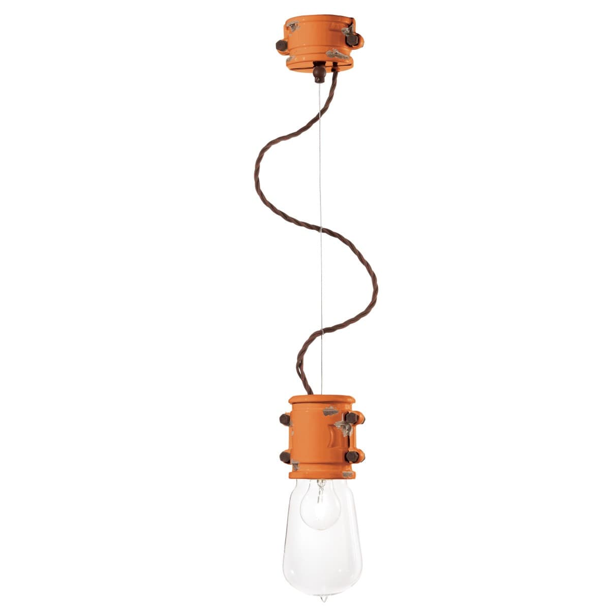Lampadario rustico Ferroluce Retrò URBAN C1520 E27 LED treccia ceramica sospensione - 19