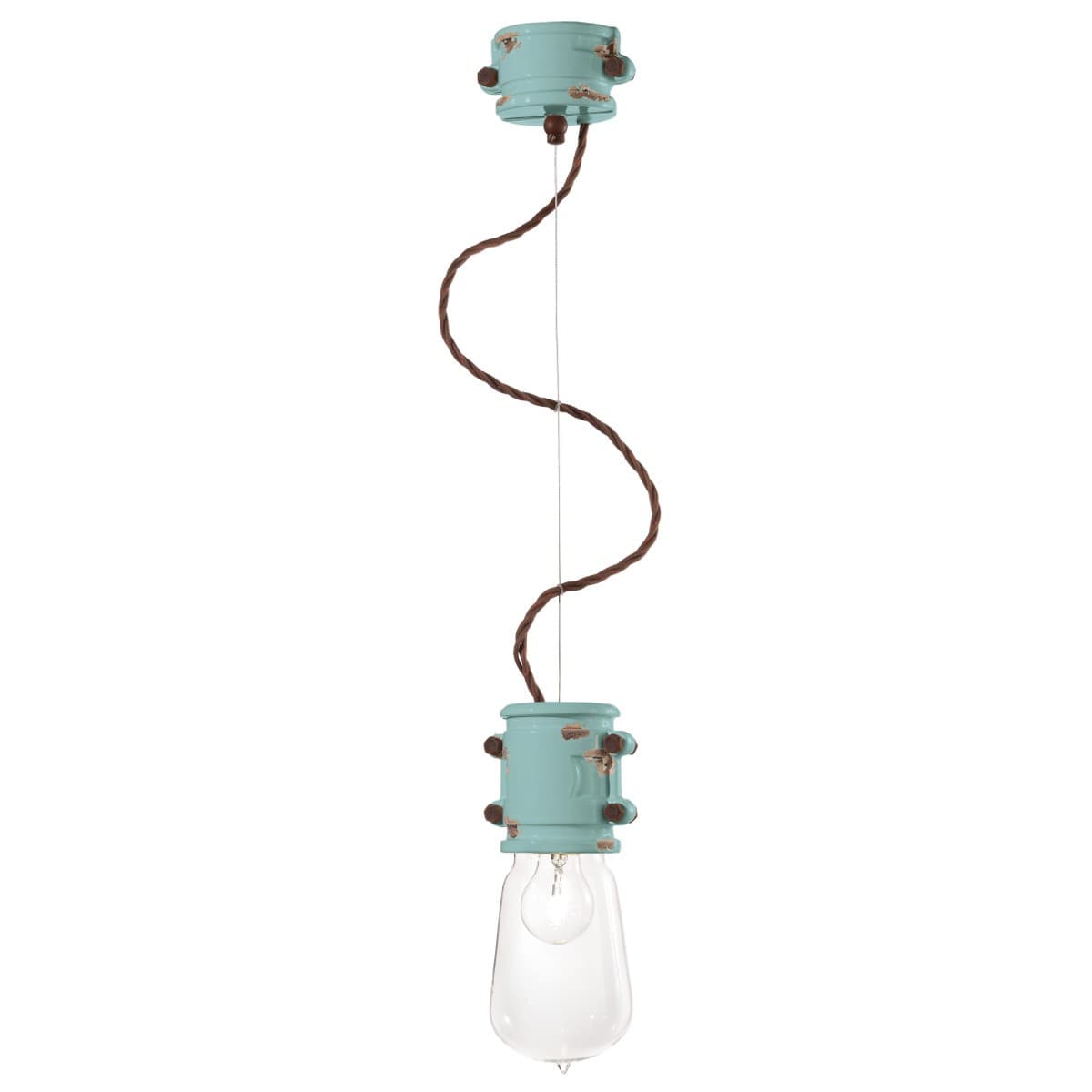 Lampadario rustico Ferroluce Retrò URBAN C1520 E27 LED treccia ceramica sospensione - 16