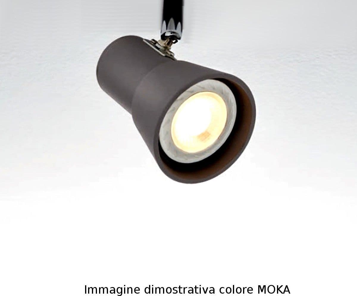 Spot Illuminando TORCIA 3 GU10 LED Spot orientabili moderno metallo moka bianco interno – lampada