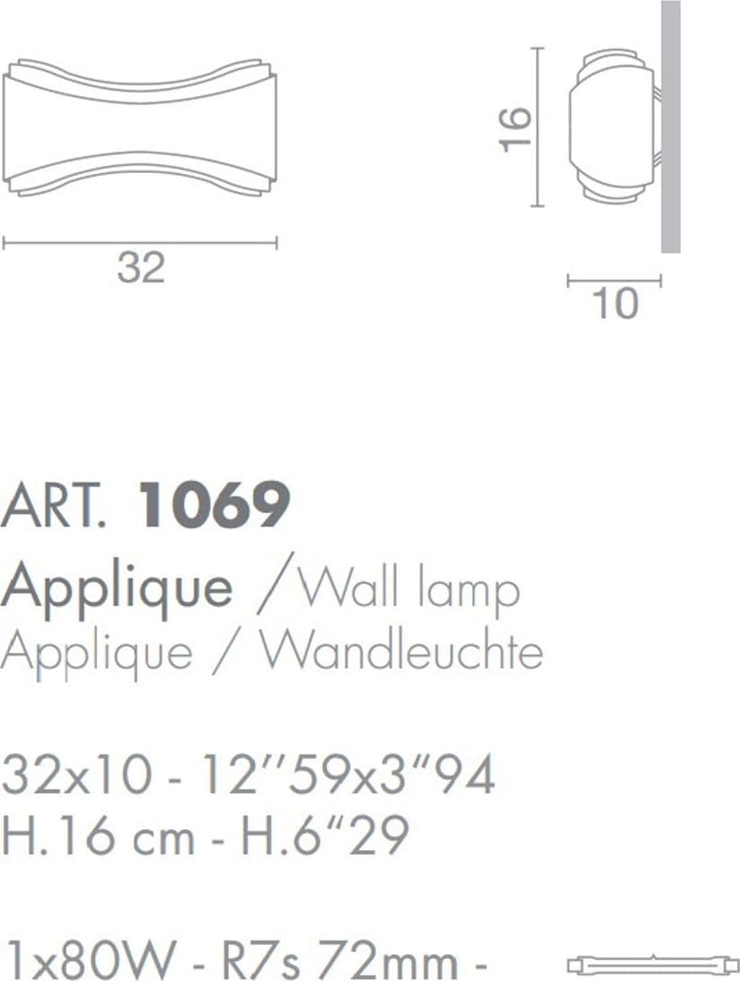 Applique moderno Selene illuminazione IONICA 1069 025 002 011 R7s LED metallo vetro biemissione lampada parete - 10