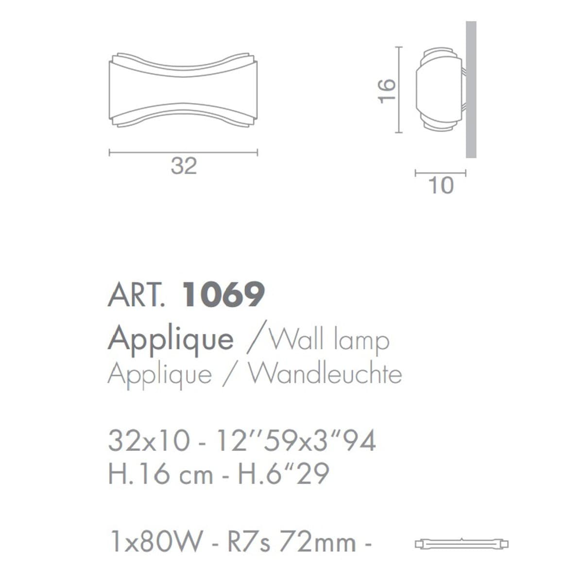 Applique moderno Selene illuminazione IONICA 1069 025 002 011 R7s LED metallo vetro biemissione lampada parete - 10