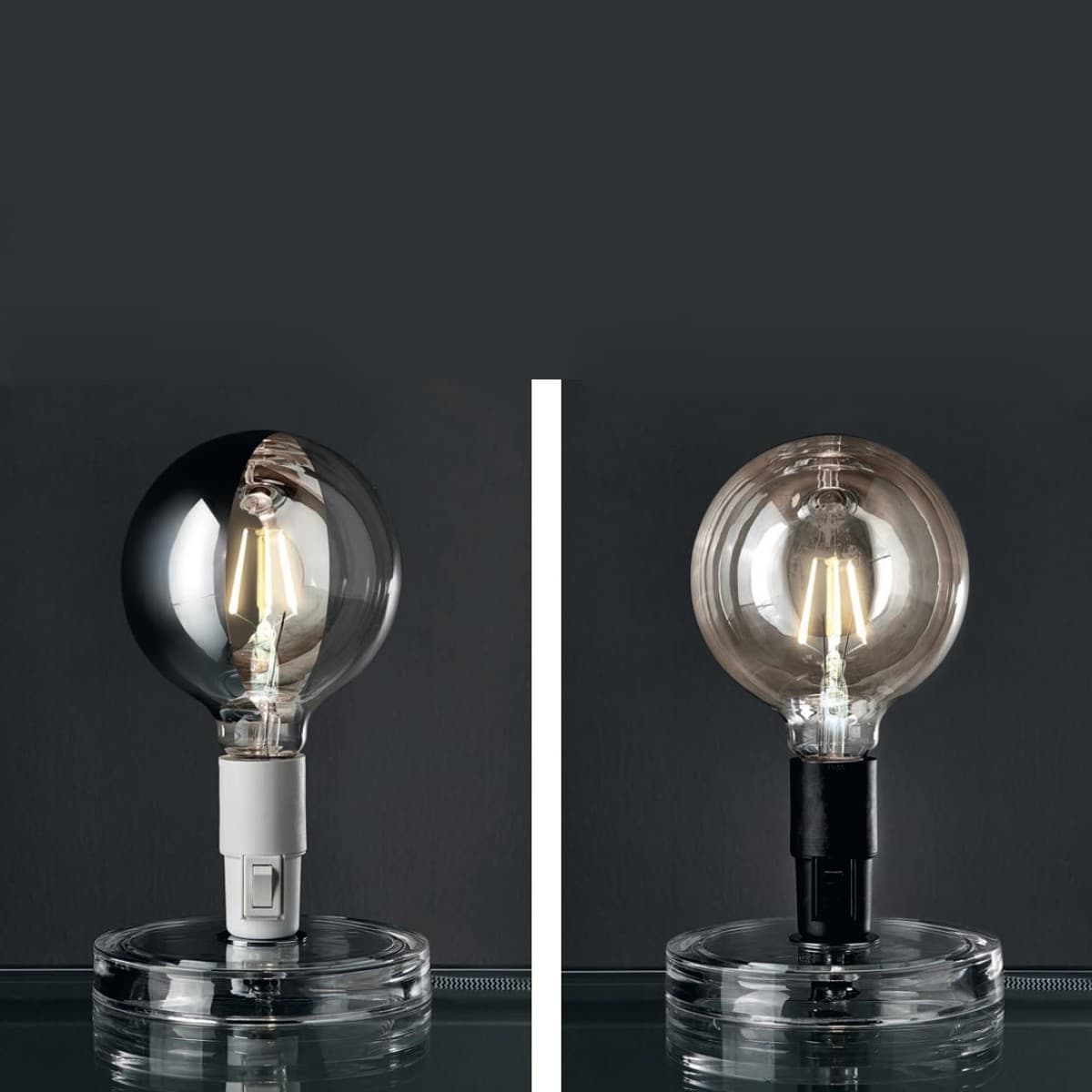 Abat-jour Illuminando BUGIA E27 LED lampada tavolo moderna acrilico bianco nero interruttore interno - 7