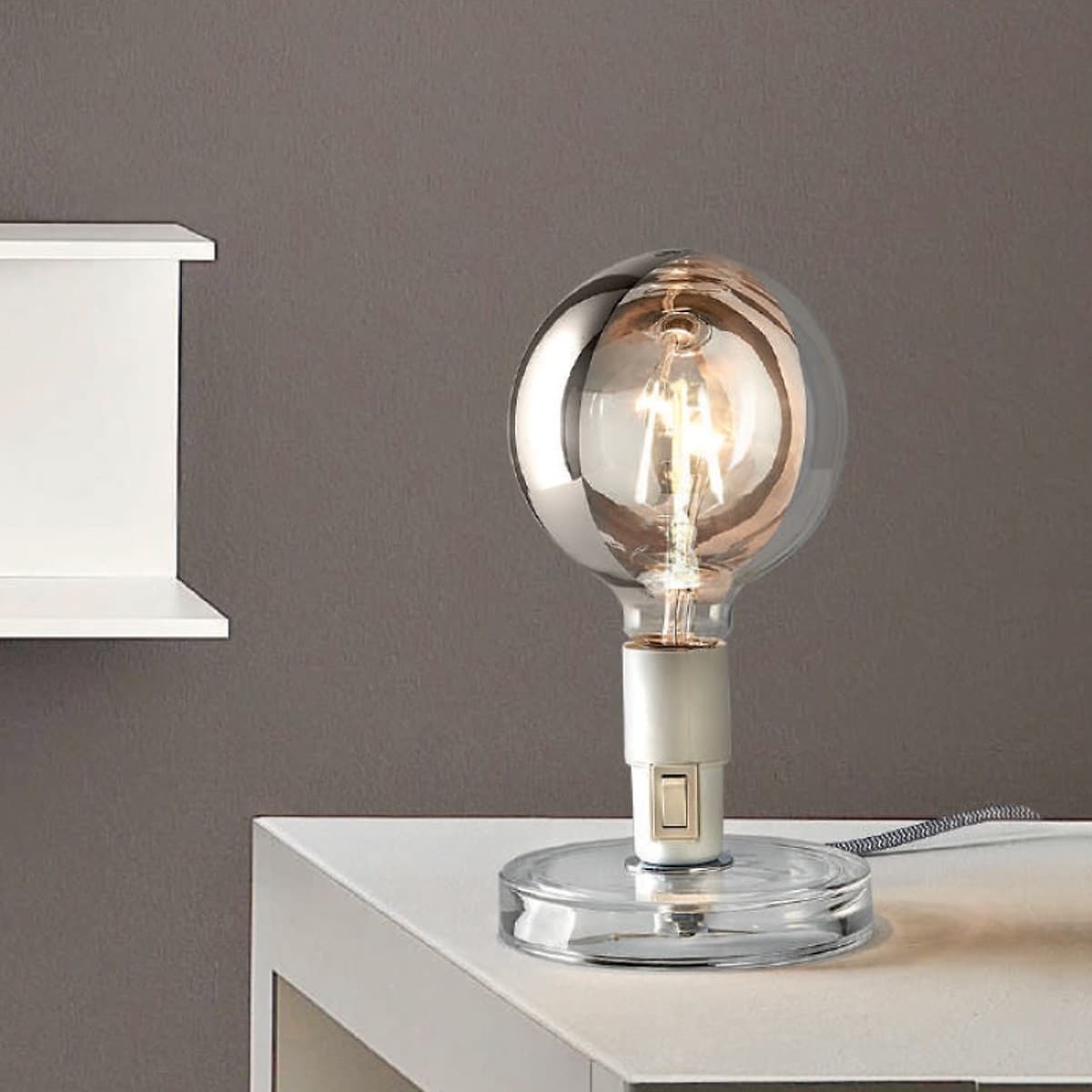 Abat-jour Illuminando BUGIA E27 LED lampada tavolo moderna acrilico bianco nero interruttore interno - 6