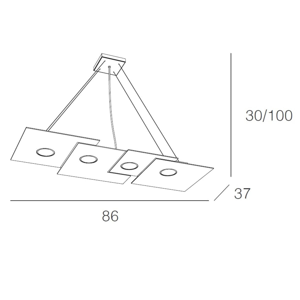 Lampadario moderno Top Light PLATE 1129 S4 R Gx53 LED metallo monoemissione sospensione - 10