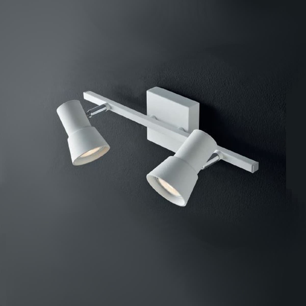 Spot Illuminando TORCIA 2 GU10 LED faretti orientabili moderni metallo bianco moka interno - 8