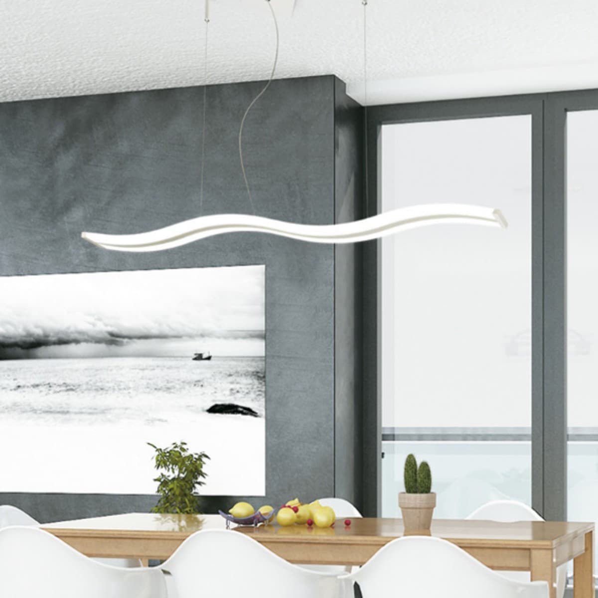 Lampadario moderno Promoingross ONDA S120 DIM LED metallo metacrilato sospensione telecomando dimmerabile - 27