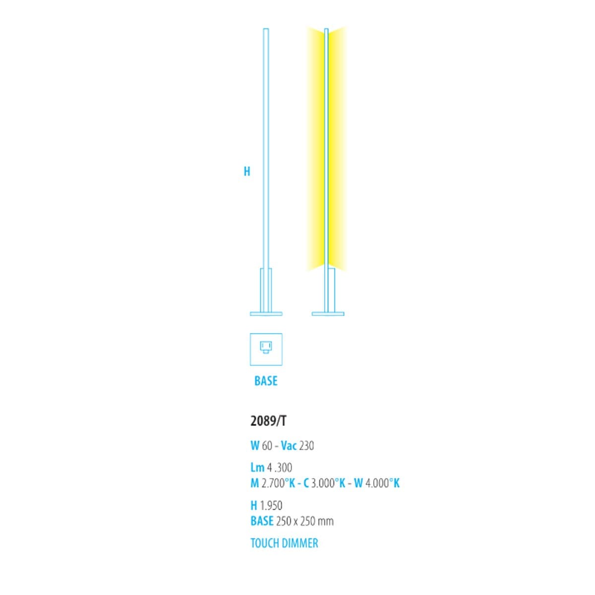 Piantana moderna fratelli Braga ELLE 2089 T LED touch dimmer metallo - 10