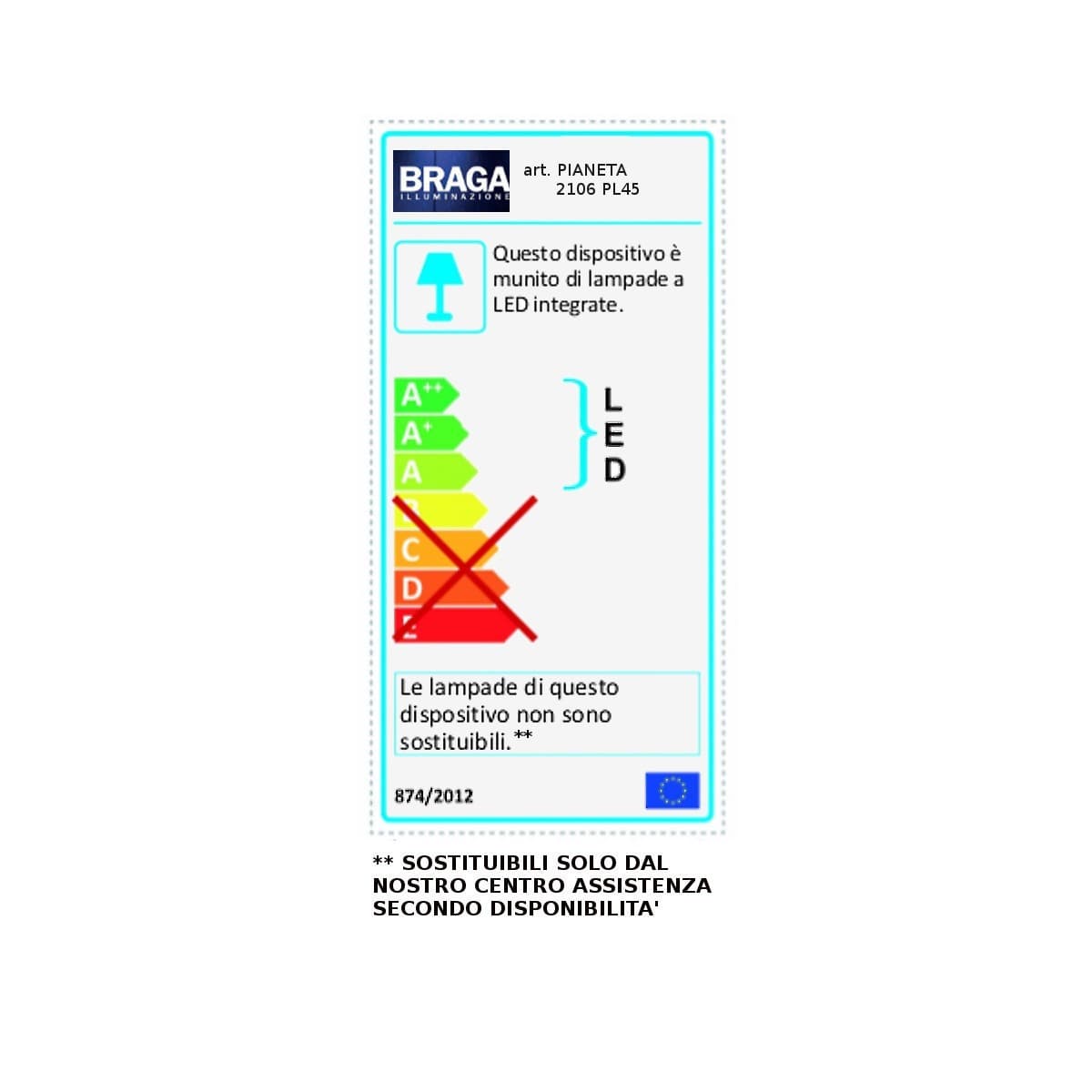 Plafoniera LED Fratelli Braga PIANETA 2106 PL45 metallo lampada soffitto - 10