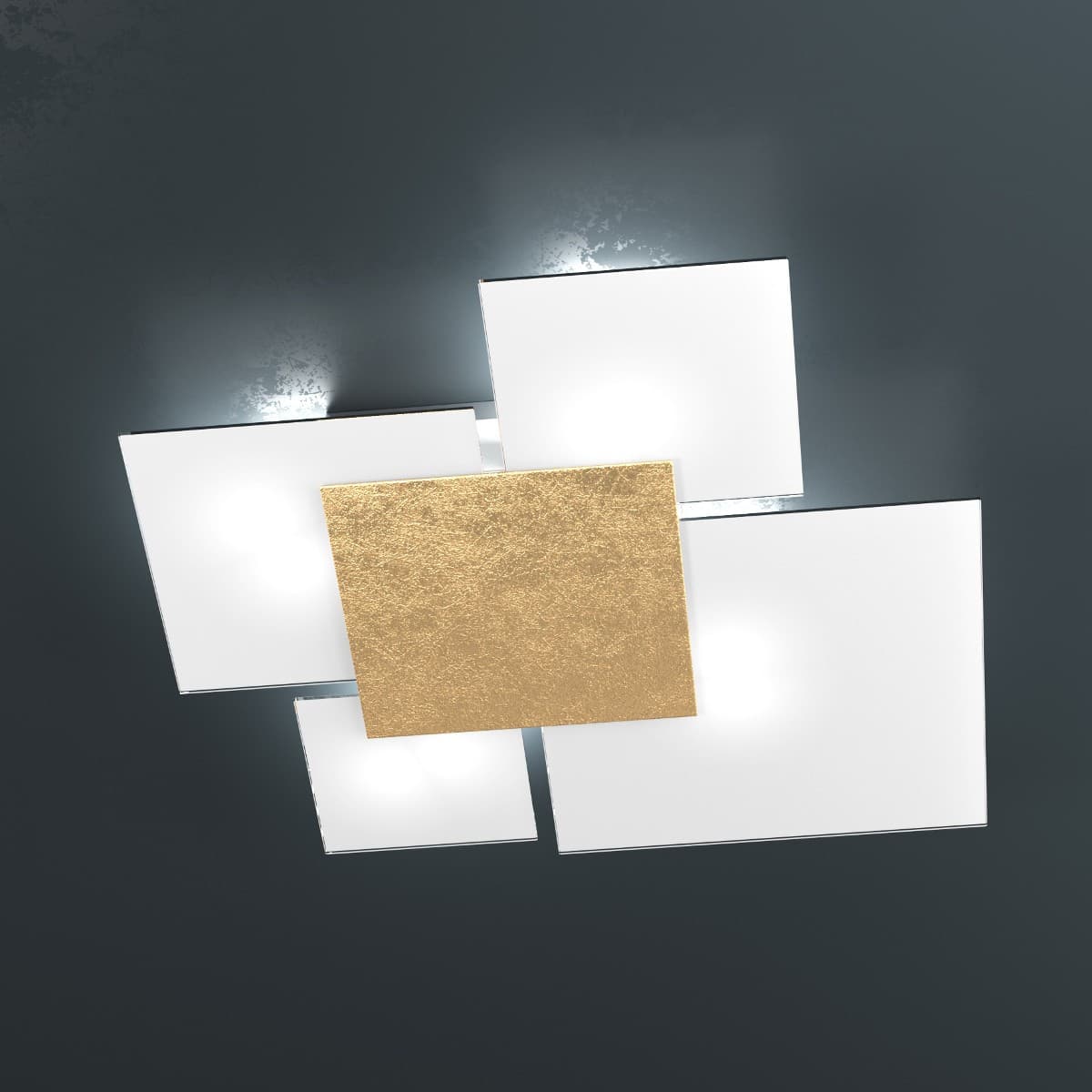 Plafoniera moderna Top Light UPGRADE 1148 70 E27 LED vetro lampada parete soffitto – Foglia oro – dorato