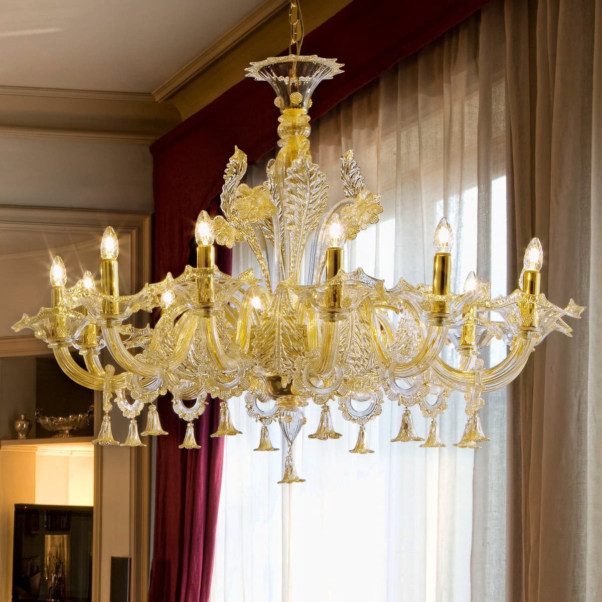 Lampadario classico Sylcom GIUSTINIAN 1377 12 E14 LED vetro murano sospensione - 13