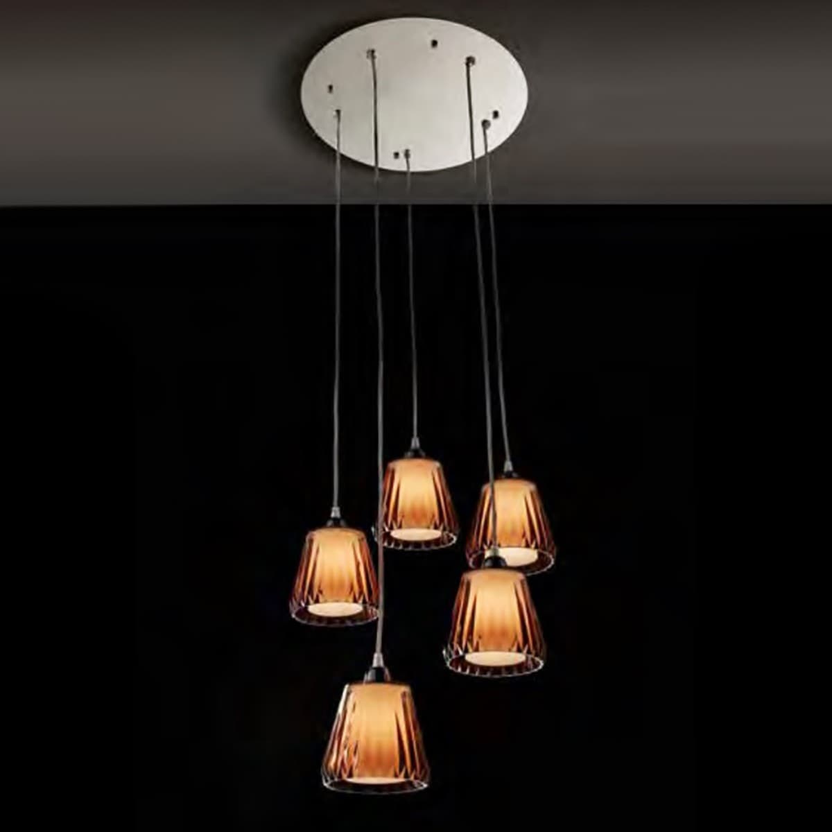 Lampadario moderno Illuminando GAIA SP 5 LED sospensione acrilico tortora viola trasparente interni E14 - 6