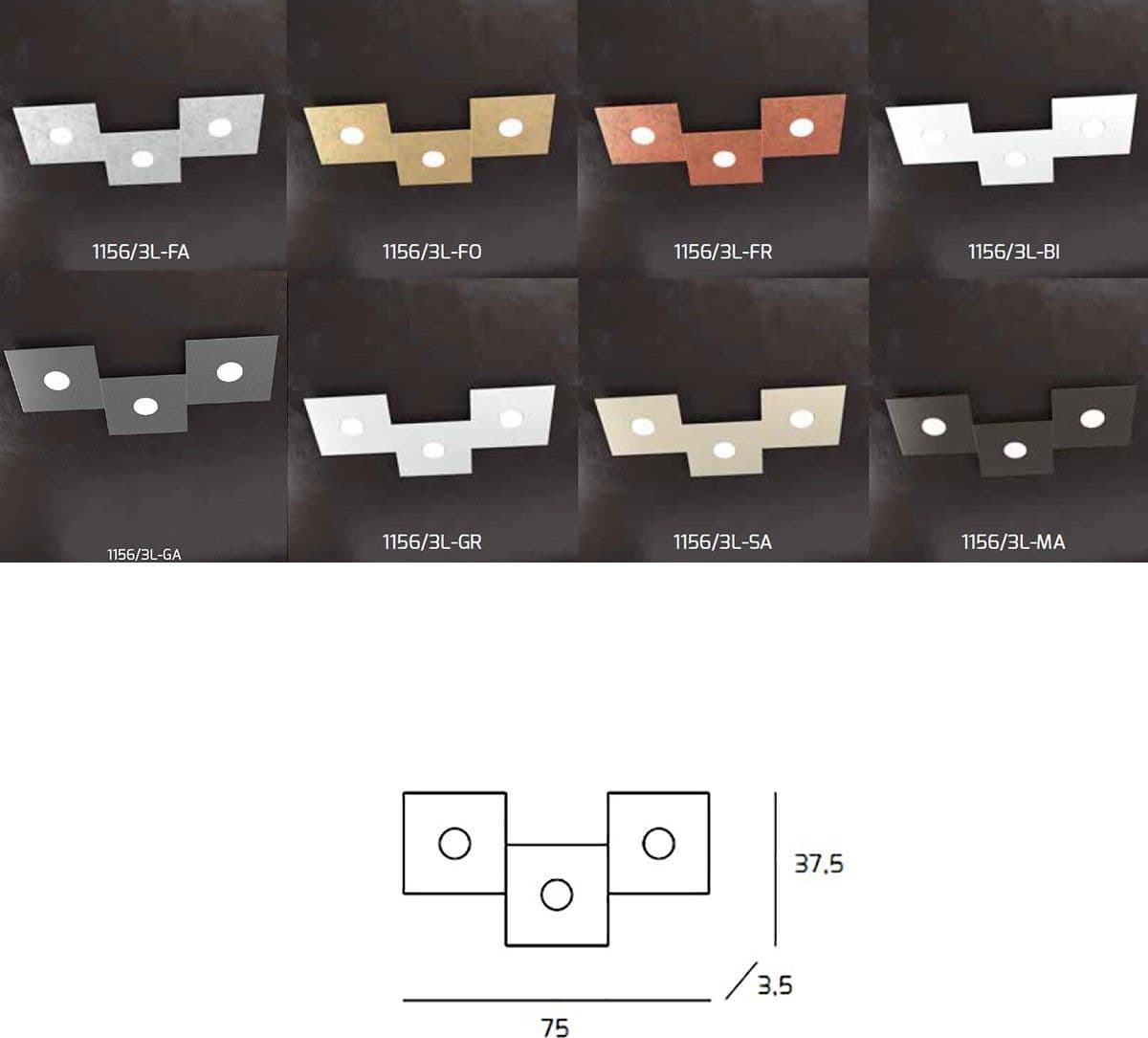 Plafoniera moderna Top Light ECCENTRIC 1156 3L GX53 LED metallo lampada parete soffitto - 38