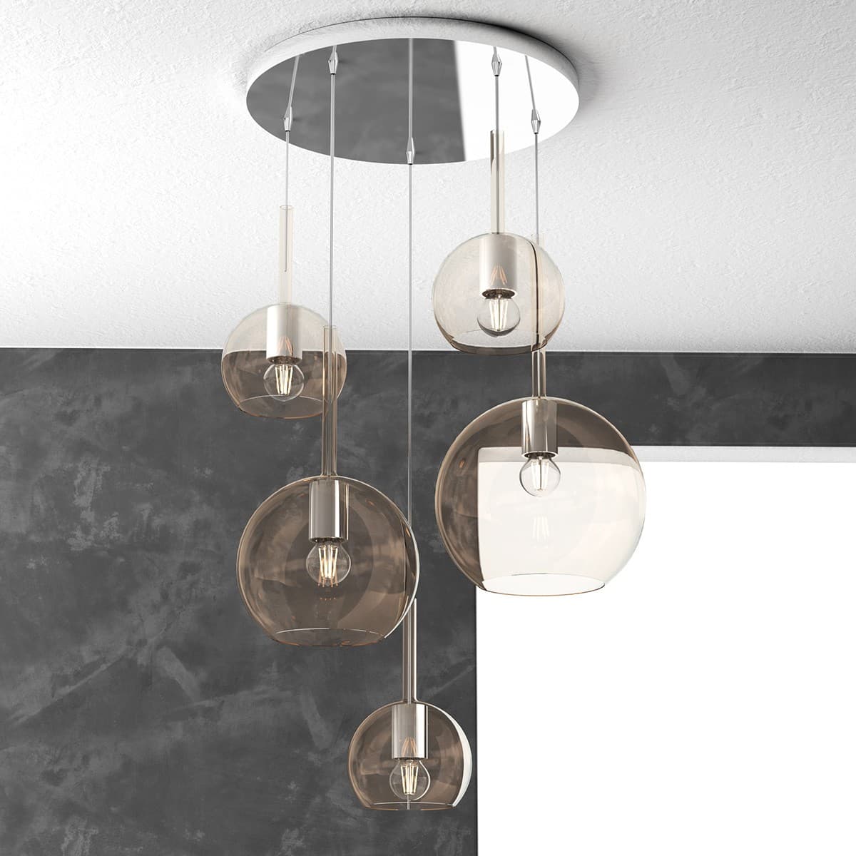 Plafoniera moderna Top Light FUTURE 1155 S5 TMIX E27 LED vetro pirex soffiato lampada soffitto - 20