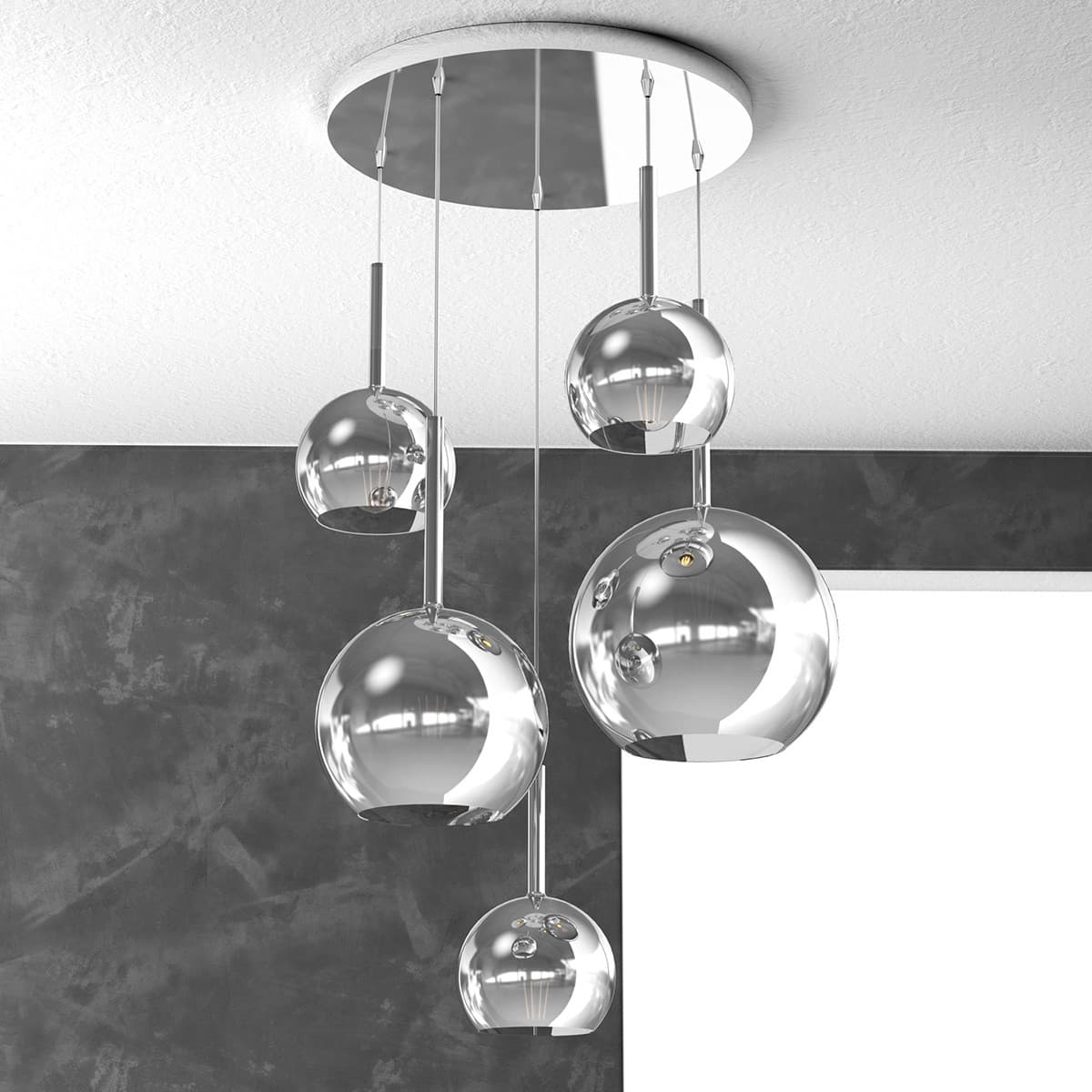 Plafoniera moderna Top Light FUTURE 1155 S5 TMIX E27 LED vetro pirex soffiato lampada soffitto - 18