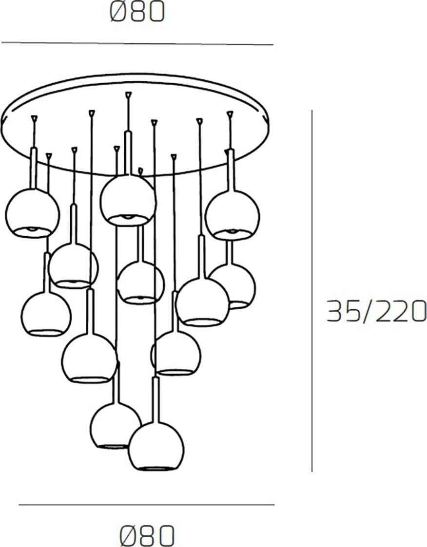 Lampadario moderno Top Light FUTURE 1155CR S12 TP E27 LED vetro pirex soffiato - 12