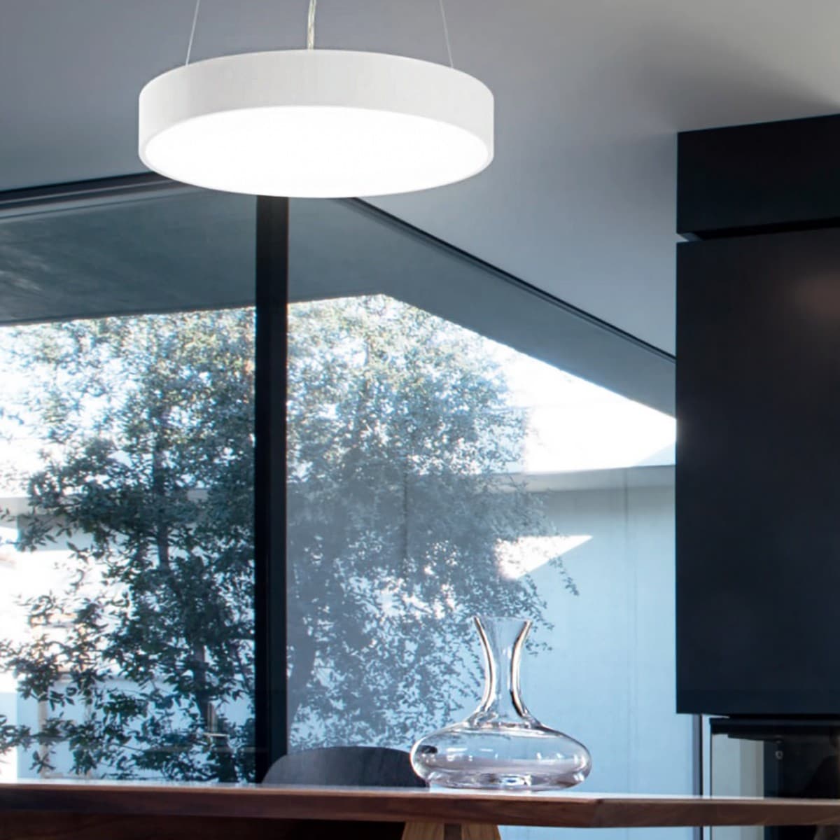Lampadario alluminio Gea Led BIHAM R GPL300 GKI300 40W LED bianco sospensione moderna cerchio interno - 6