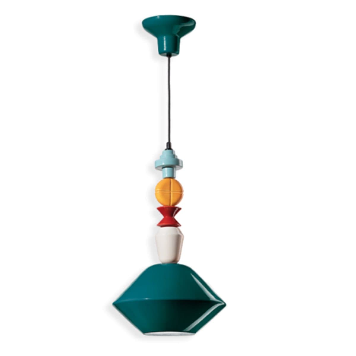 Lampadario ceramica Ferroluce Decò LARIAT C2510 E27 LED sospensione classica moderna - 8