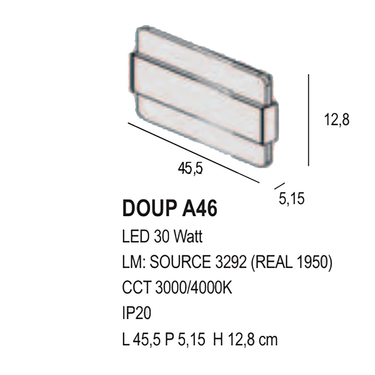 Applique Promoingross DOUP A46 LED CCT 1659LM metallo e metacrilato biemissione - 35