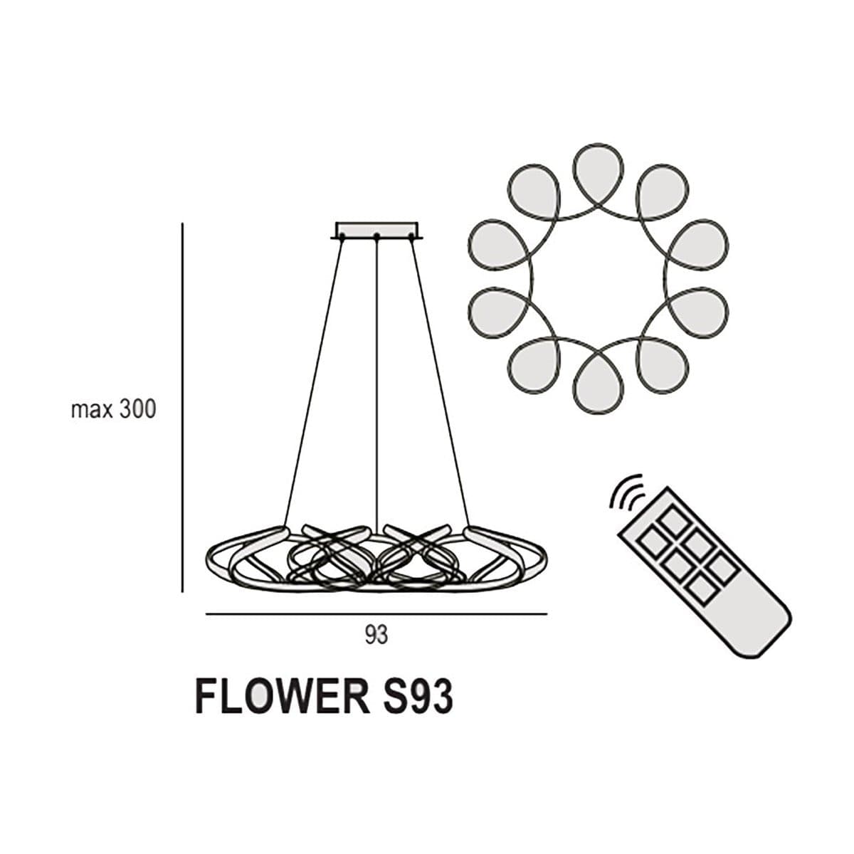 Lampadario-led-Promoingross-FLOWER-S93-LED-CCT-4032LM-dimmerabile-dinamica-telecomando
