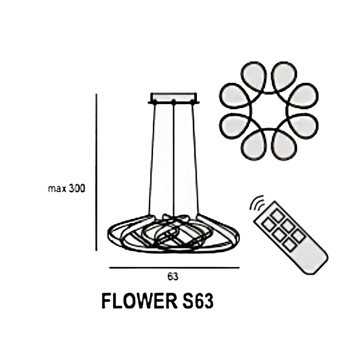 Lampadario-led-Promoingross-FLOWER-S63-LED-CCT-3420LM-dimmerabile-dinamica-telecomando
