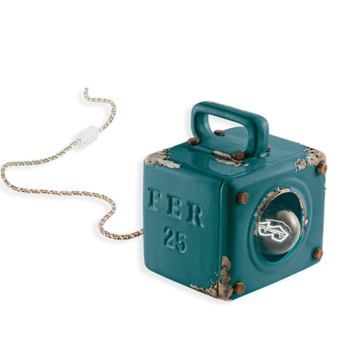 Lampada ceramica Ferroluce Retrò INDUSTRIAL C1650 E27 LED lampada terra tavolo rustica vintage - 19