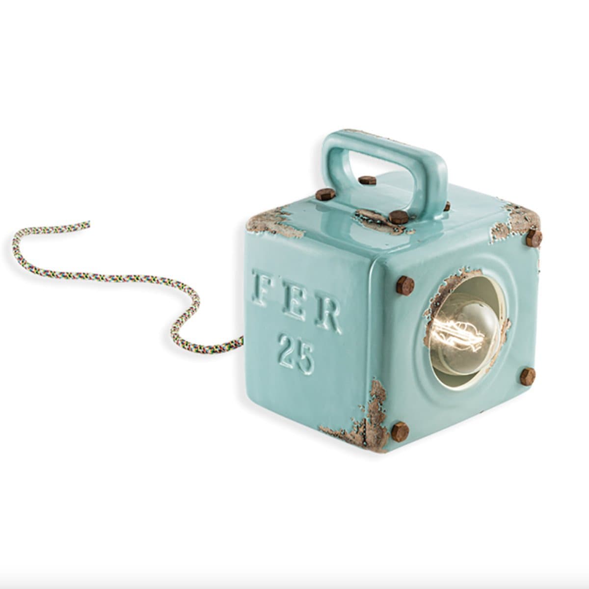 Lampada ceramica Ferroluce Retrò INDUSTRIAL C1650 E27 LED lampada terra tavolo rustica vintage - 18