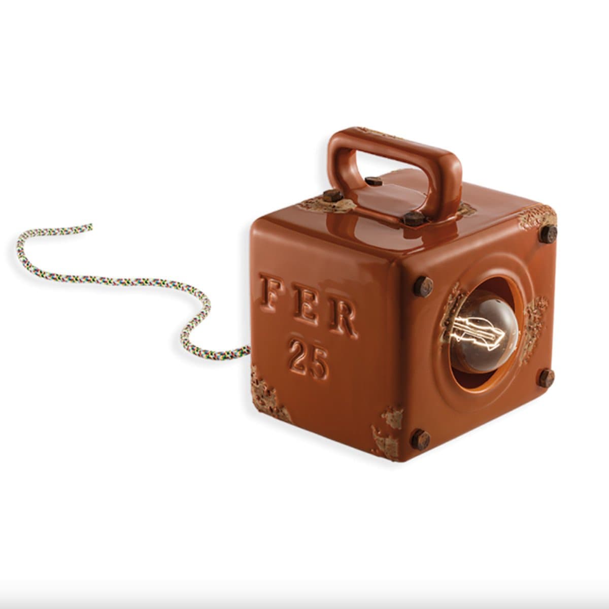 Lampada ceramica Ferroluce Retrò INDUSTRIAL C1650 E27 LED lampada terra tavolo rustica vintage - 17
