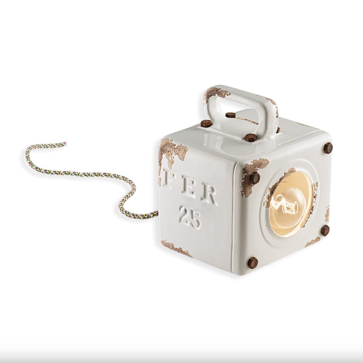 Lampada ceramica Ferroluce Retrò INDUSTRIAL C1650 E27 LED lampada terra tavolo rustica vintage - 15