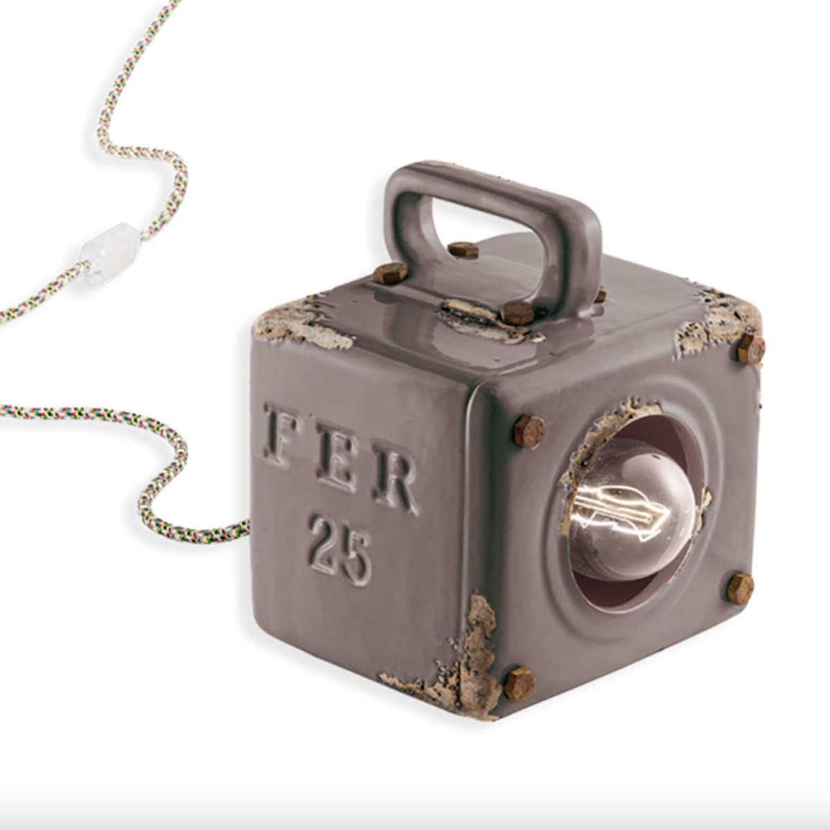 Lampada ceramica Ferroluce Retrò INDUSTRIAL C1650 E27 LED lampada terra tavolo rustica vintage - 22