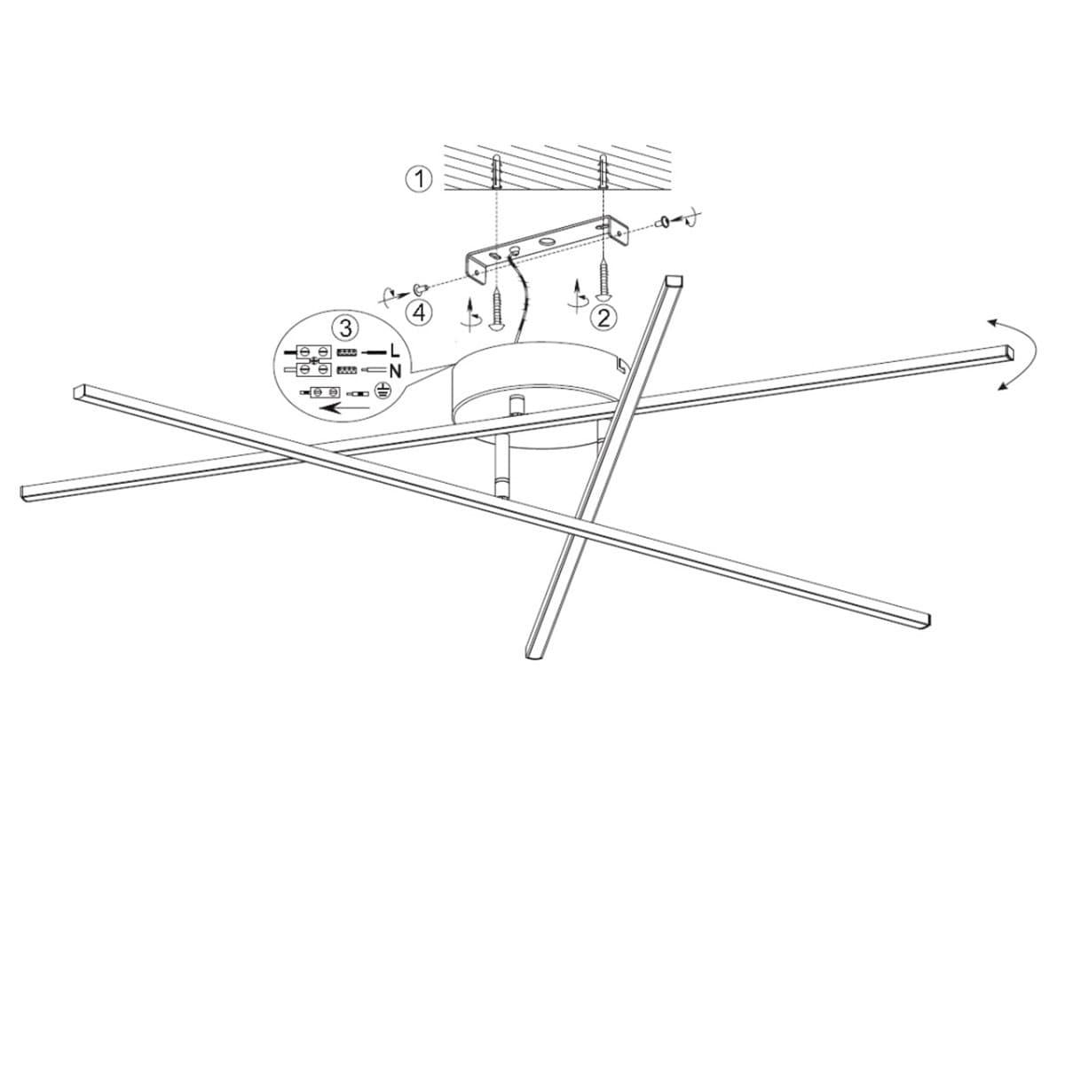 Plafoniera Trio Lighting TIRIAC 25.5W LED 2850LM 3000°K dimmerabile lampada soffitto girevole ultramoderna interno - 14