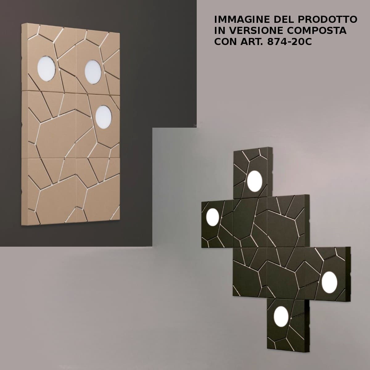 Applique moderno Cattaneo STREET SYSTEM 874 20C 873 20PA 7 LUCI 9W GX53 LED lampada parete soffitto metallo componibile - 11